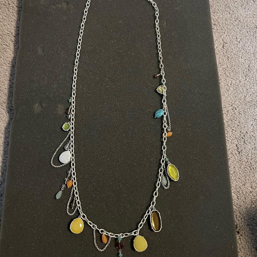 Lia Sophia Silver Necklace with Multi-Color Pendants